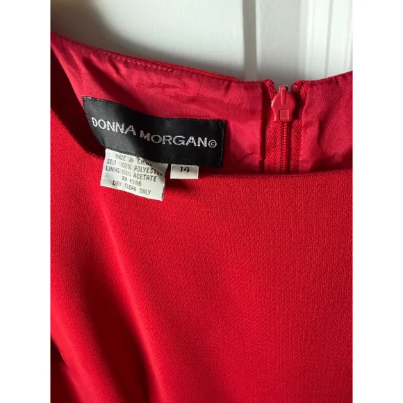 DONNA MORGAN Red Short Sleeve Dress Size 14 - Picture 5 of 9